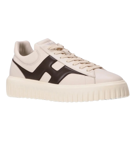 Cream/Brown H-Stripes Allacciato H Spezzata