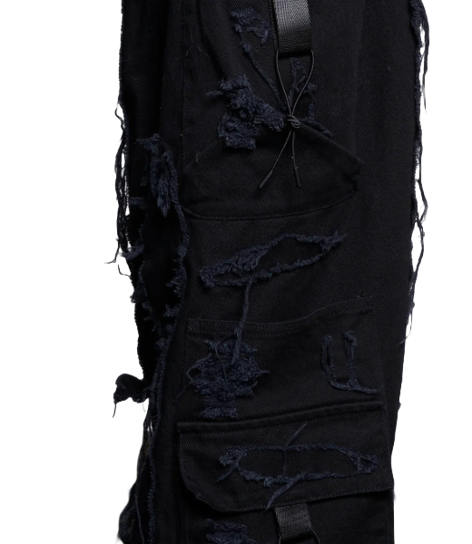 Distressed Black Cargo Pants