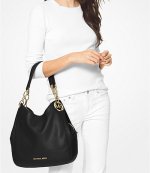 Lillie Black Leather Large Shoulder Tote
