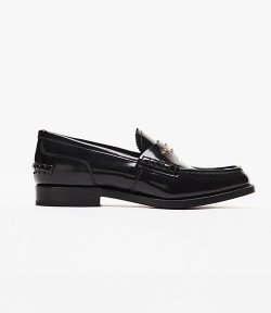 Carter Logo Black Leather Loafer