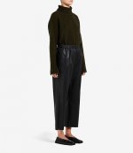 Faux Black Leather Cropped Trousers