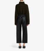 Faux Black Leather Cropped Trousers
