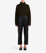 Faux Black Leather Cropped Trousers