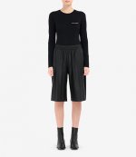 Faux Black Leather Cropped Shorts