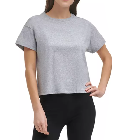 Rhinestone Logo Boxy Grey T-Shirt