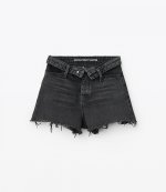 Grey Aged Denim Shorts