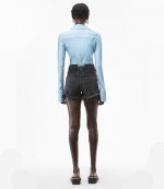 Grey Aged Denim Shorts