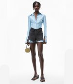 Grey Aged Denim Shorts