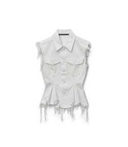 Sculpted Flare White Denim Vest