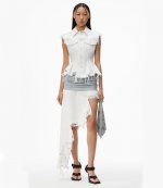 Sculpted Flare White Denim Vest
