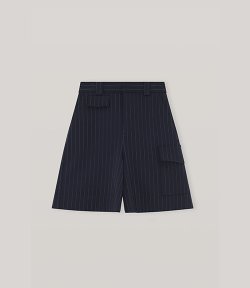 Pinstripe Navy High-rise Suit Shorts