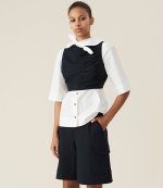Pinstripe Navy High-rise Suit Shorts