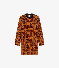 Knitted Logo Shift Orange Dress