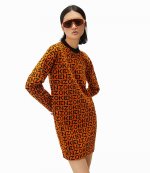 Knitted Logo Shift Orange Dress