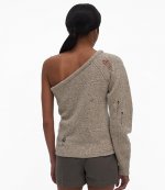 Distressed One-Shoulder Wool-Blend Top