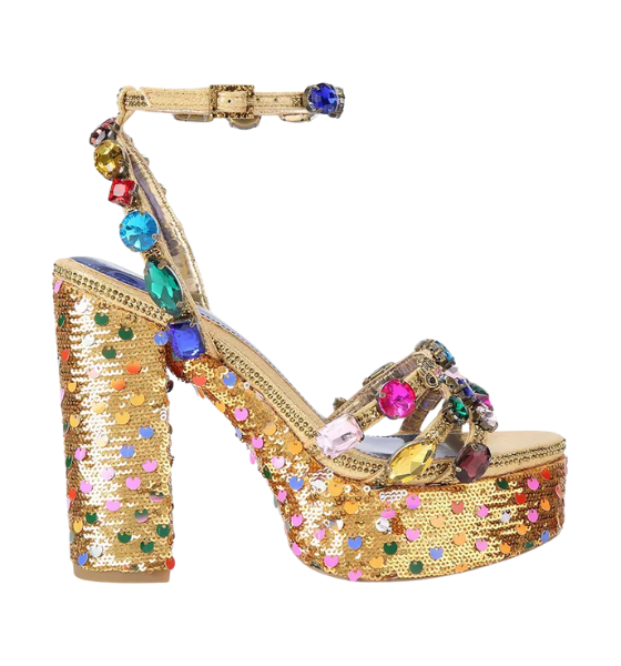 Gold Comb Sequin Kensington Jewel Platform