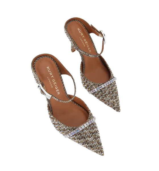 Beige Comb Strass Point Mule