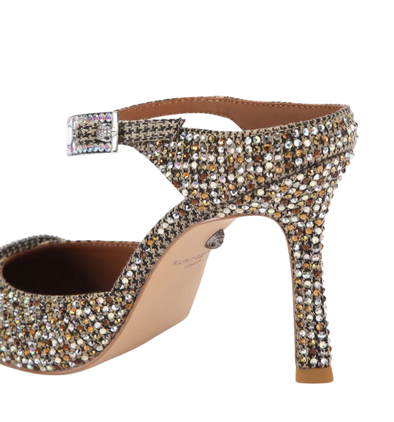 Beige Comb Strass Point Mule