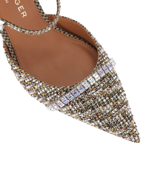 Beige Comb Strass Point Mule