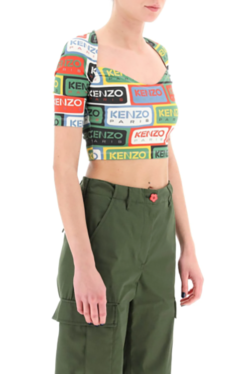 Allover Kenzo Paris Label Crop Top