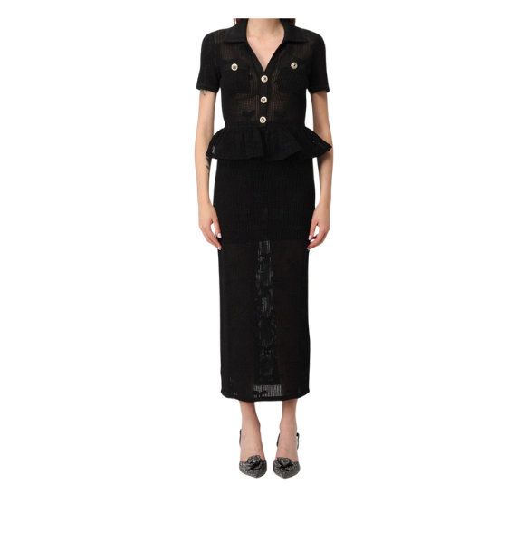 Black Bow Crochet Midi Dress