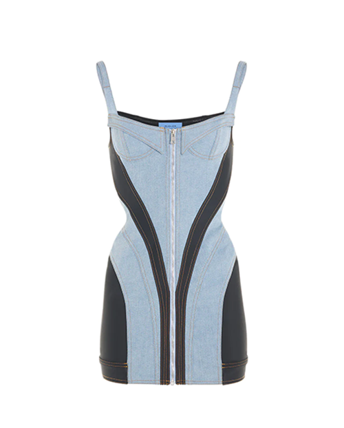 Light Blue Black Denim Dress