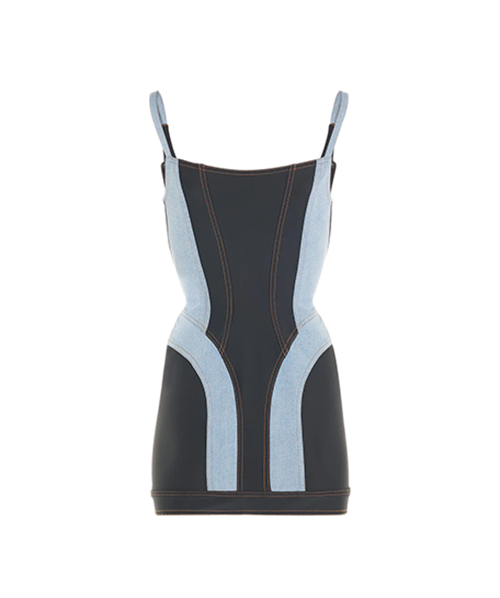 Light Blue Black Denim Dress