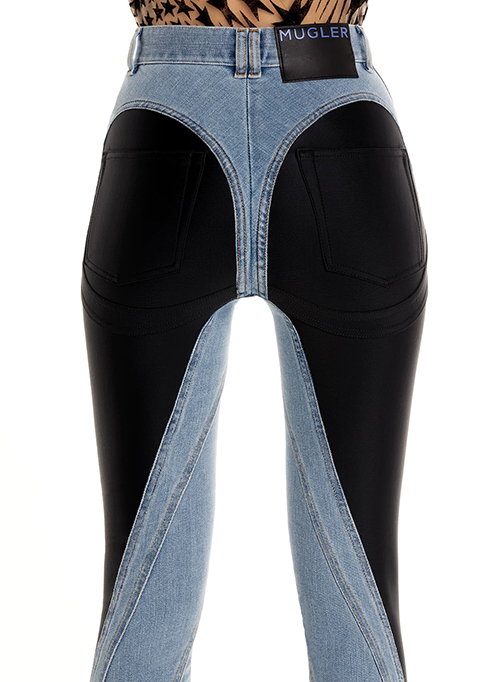 Light Blue Black Denim Pantalon