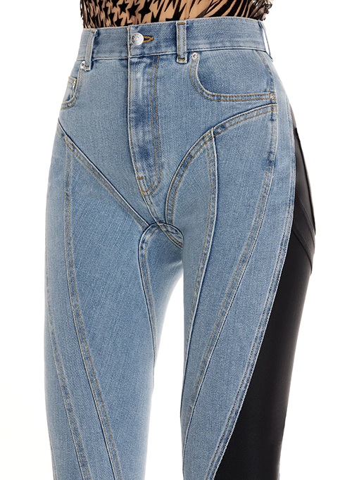 Light Blue Black Denim Pantalon