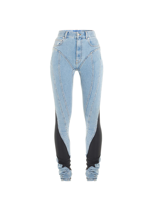 Light Blue Black Denim Pantalon