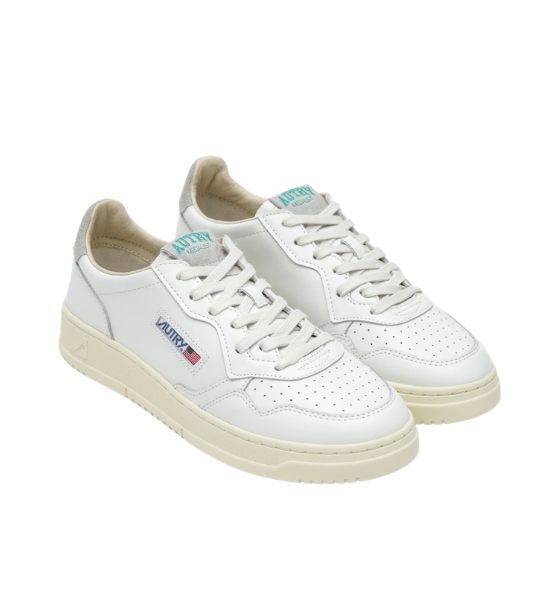 White/Green Leather Medalist Low Man