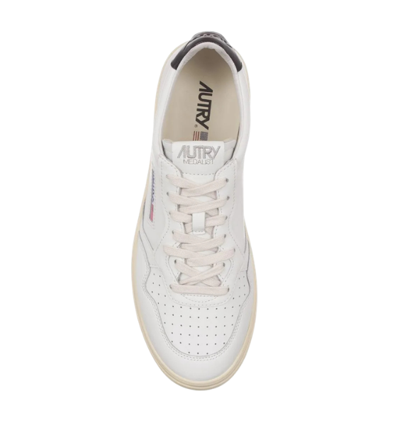 White/Black Leather Medalist Low Man