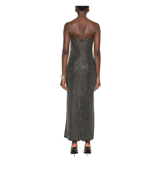Black High-Low Strapless Dress W/ Allover Hotfix