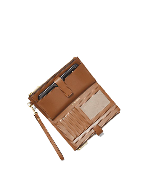 Brown MK Logo Double Zip Wallet
