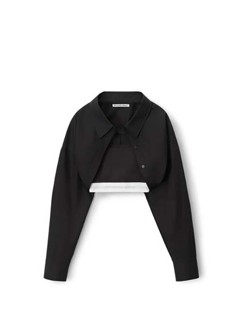 Tucked Shirt Bolero And Logo Elastic Top