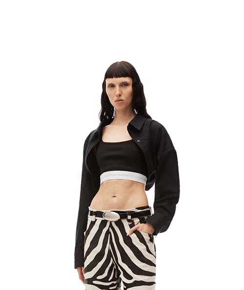 Tucked Shirt Bolero And Logo Elastic Top