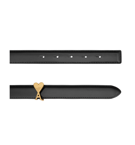 Black/Gold Glazed Leather Ami De Coeur Buckle Belt 25MM