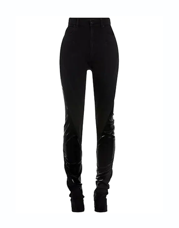 Black Bi- Material Spiral Jeans