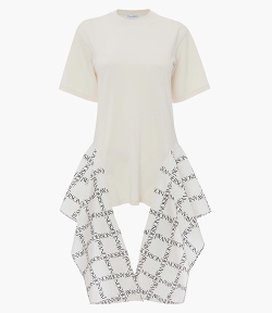 Logo Grid Draped Hem T-Shirt