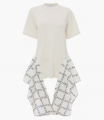Logo Grid Draped Hem T-Shirt