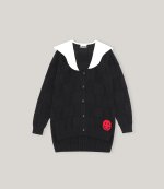 Poplin Collar Smiley Cardigan