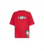 Oversized Sport Red White T- shirt