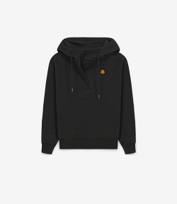 Hooded Cowl Neck Black Sweatshirt
