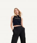 Logo-print Cropped Black Tank Top