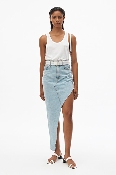 ALEXANDER WANG RUNWAY ASYMETRICAL SKIRT - PEBBLE BLEACH