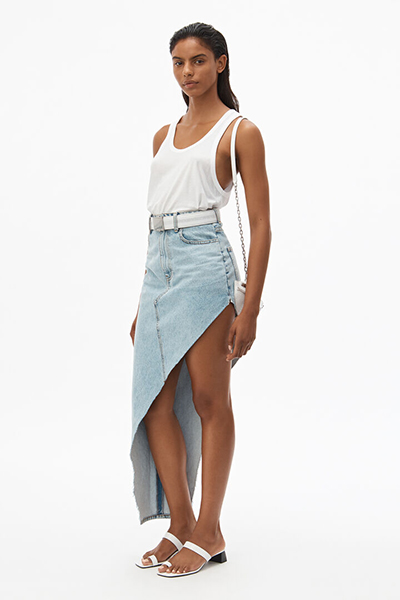 ALEXANDER WANG RUNWAY ASYMETRICAL SKIRT - PEBBLE BLEACH