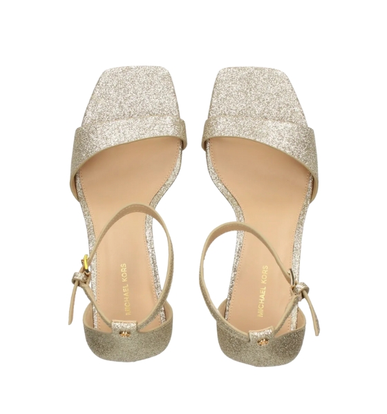 Jaida Pale Gold Glitter Heeled Sandal