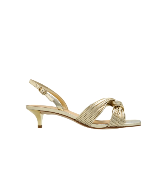 Alessia Pale Gold Metallic Ktten Sandal