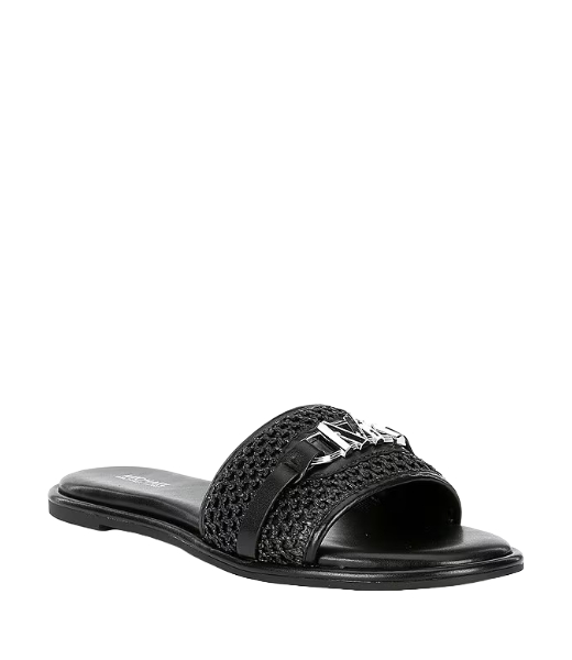 Ember Black Open Wave Rafia Slide