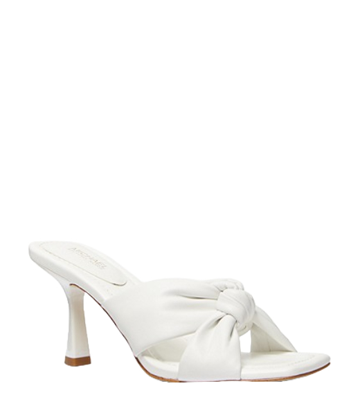 Elena Heeled White Leather Sandal